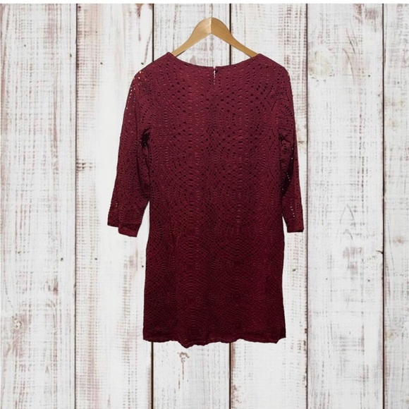 NWT J Crew Wine Lace 3/4 Sleeve Shift Dress - Picture 2 of 6